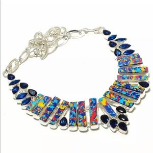 Mosaic Balloon Turquoise, Sapphire Necklace